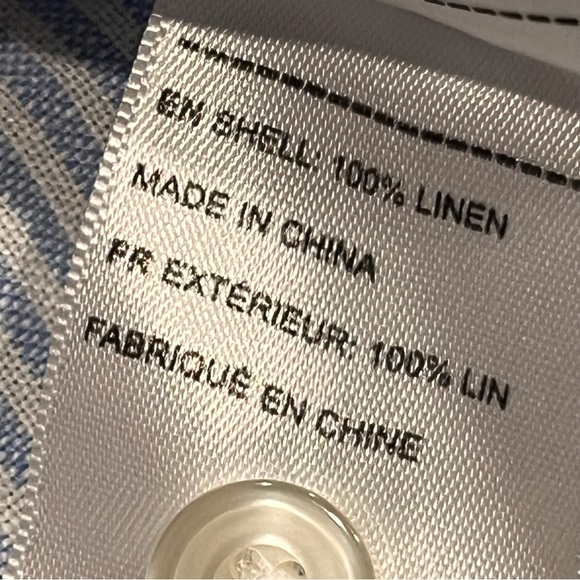 Untuckit Blue Stripe Linen Vignoles Long Sleeve Button Down Shirt Top size XXXL - Picture 10 of 10